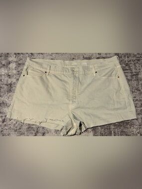 Old Navy Sky-Hi A-Line Cut-Off Jean Shorts Green Waist 24